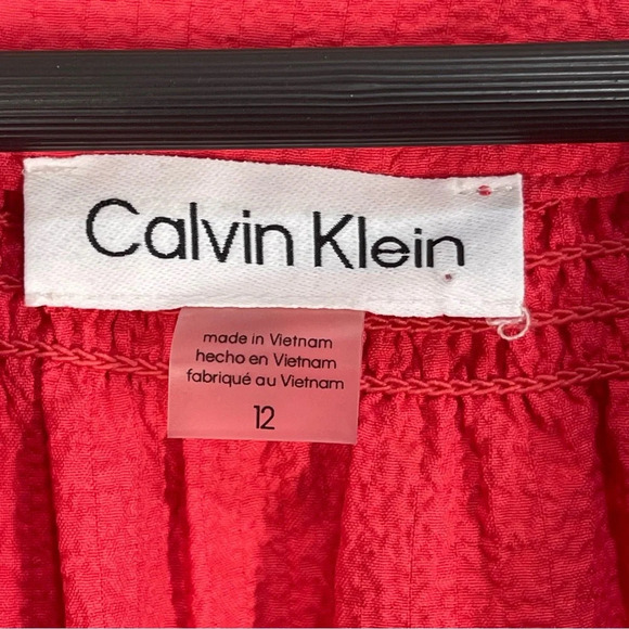 Calvin Klein Women's Flutter Sleeve V-Neck Gauze Dress Size 12 NWT Watermelon - Picture 9 of 16